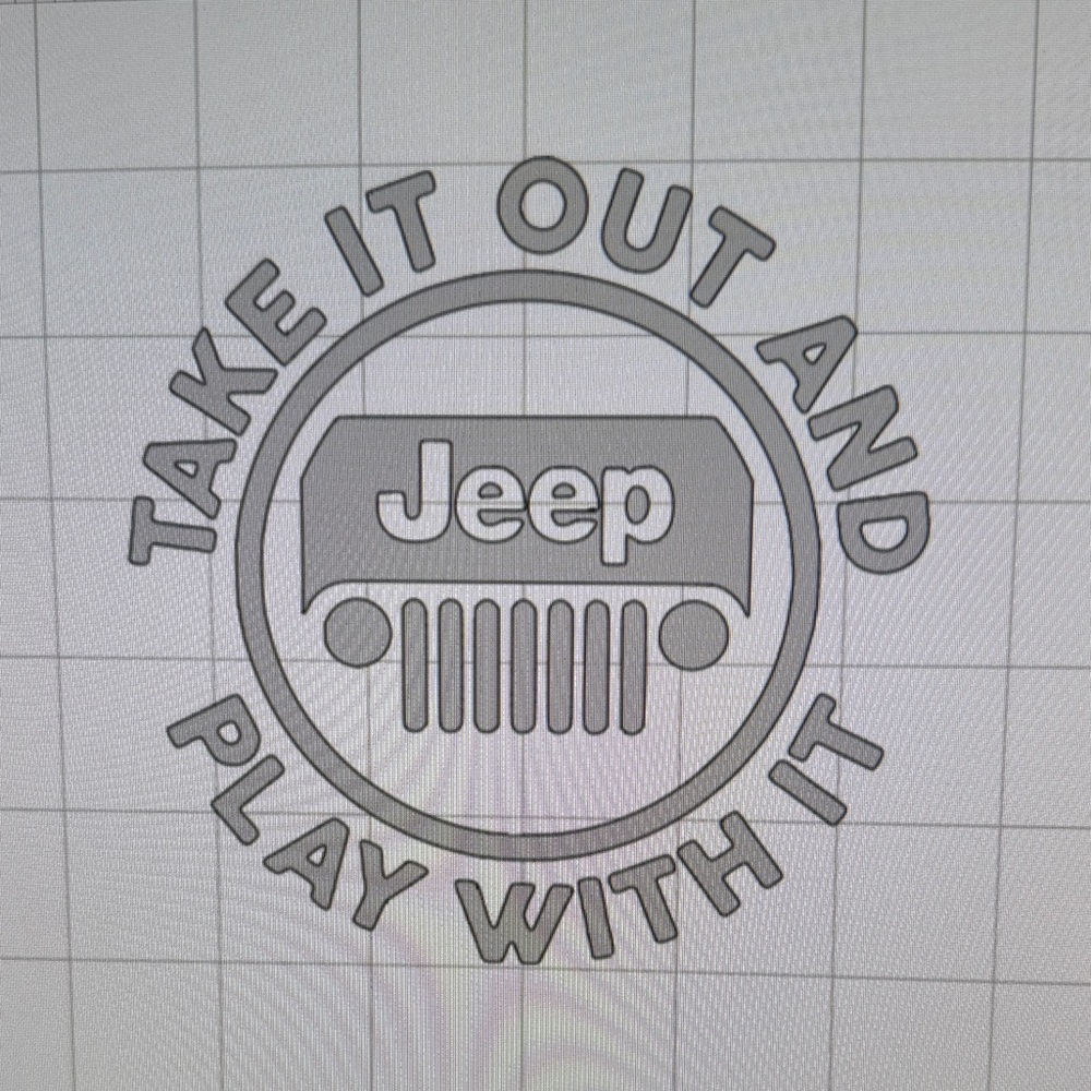Jeep Gray Circular 'Take It Out And Play With It' Logo Decal 6 x 6 Jeep decal